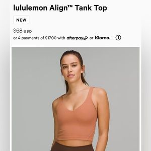Lululemon Align Tank size 6 Dusty Clay